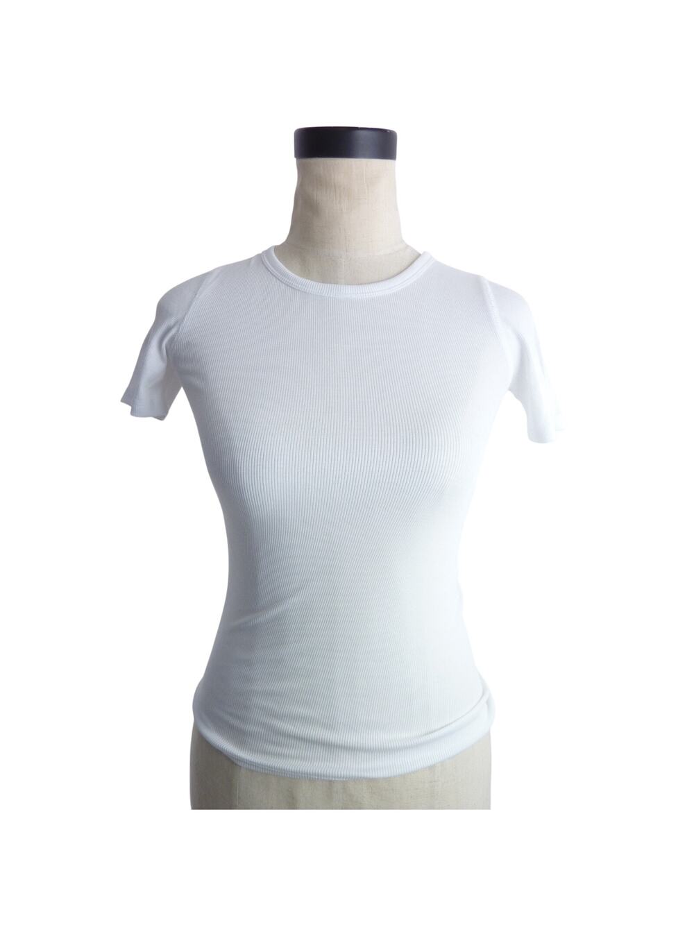 NWOT Everlane Crew Tee Cotton White Micro Rib Soft Size XXS